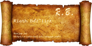 Rieth Bálint névjegykártya