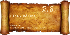 Rieth Bálint névjegykártya